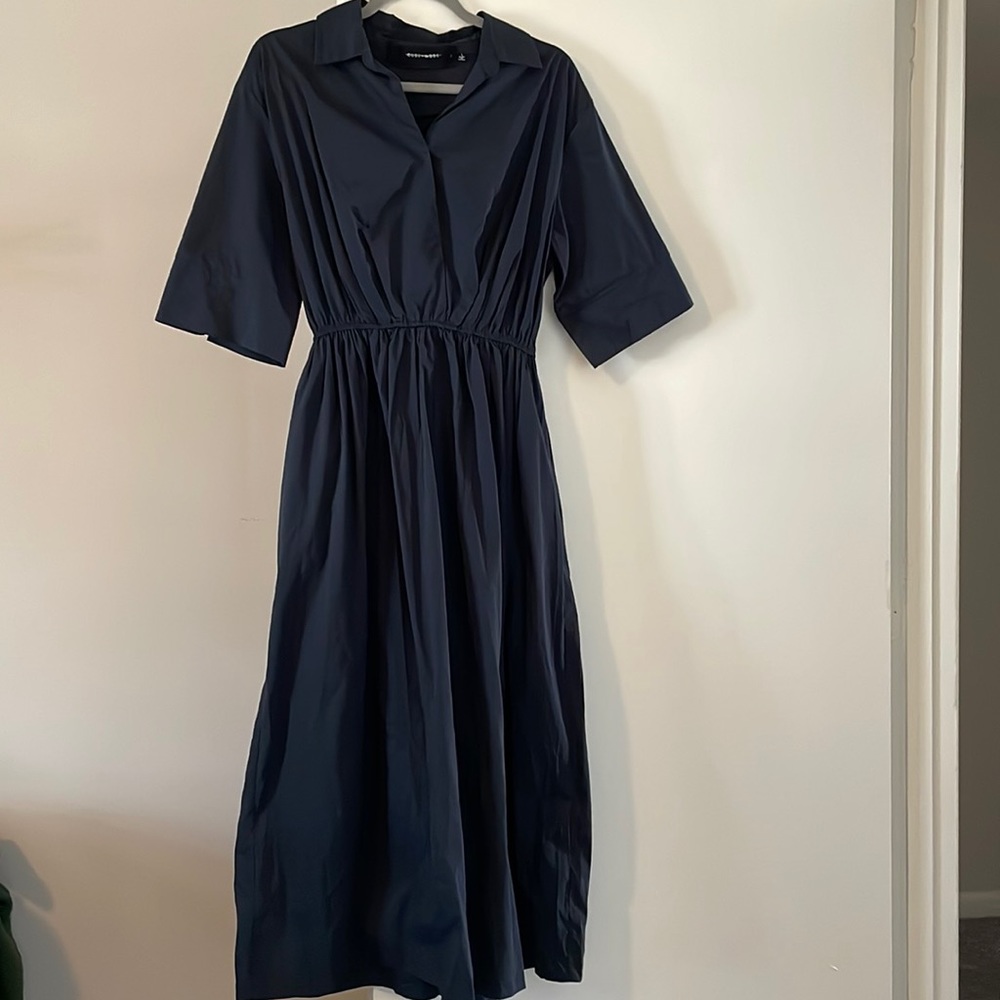 BRAND NEW Navy Midi Code Mode Dress